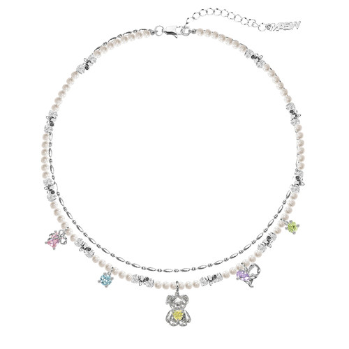 MASW麻秀原创设计甜美风可爱小熊项链千禧风小众气质毛衣链M1155 - 图3