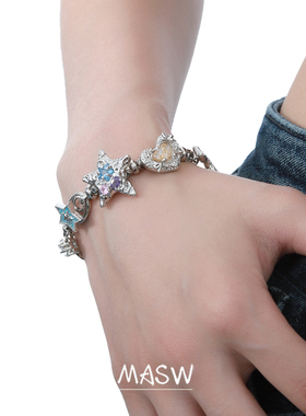 MASW麻秀复古五角星金属感手链