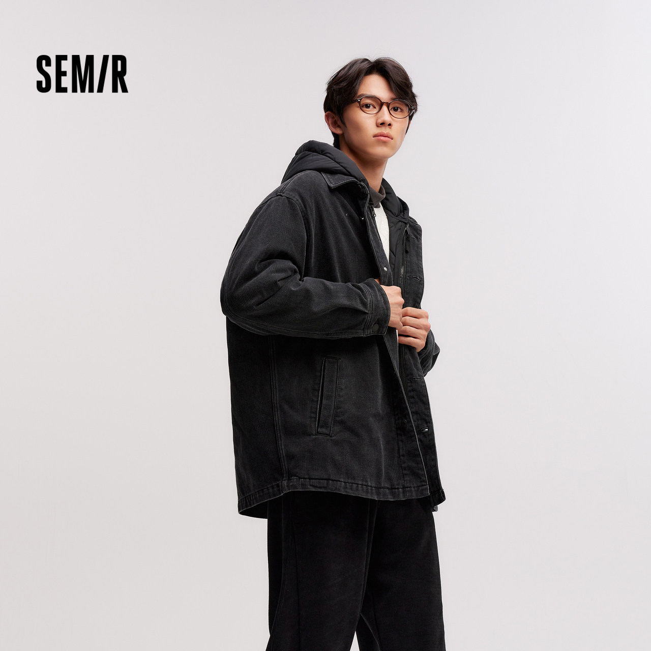 [商场同款]森马棉服男牛仔外套2025冬季新款两件套薄防水oversize,淘宝优惠券,粉丝福利购,淘宝优惠卷