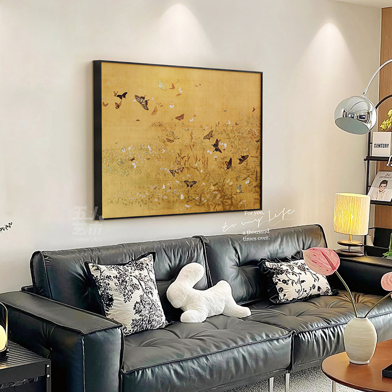 宋代美学中古风客厅装饰画中式沙发后背景墙挂画法式复古玄关壁画,淘宝优惠券,粉丝福利购,淘宝优惠卷