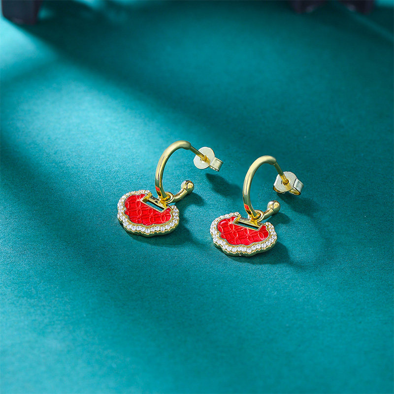 故宫龙年文创称心如意纯银镀金耳钉节日宫里的世界送生日礼物礼品