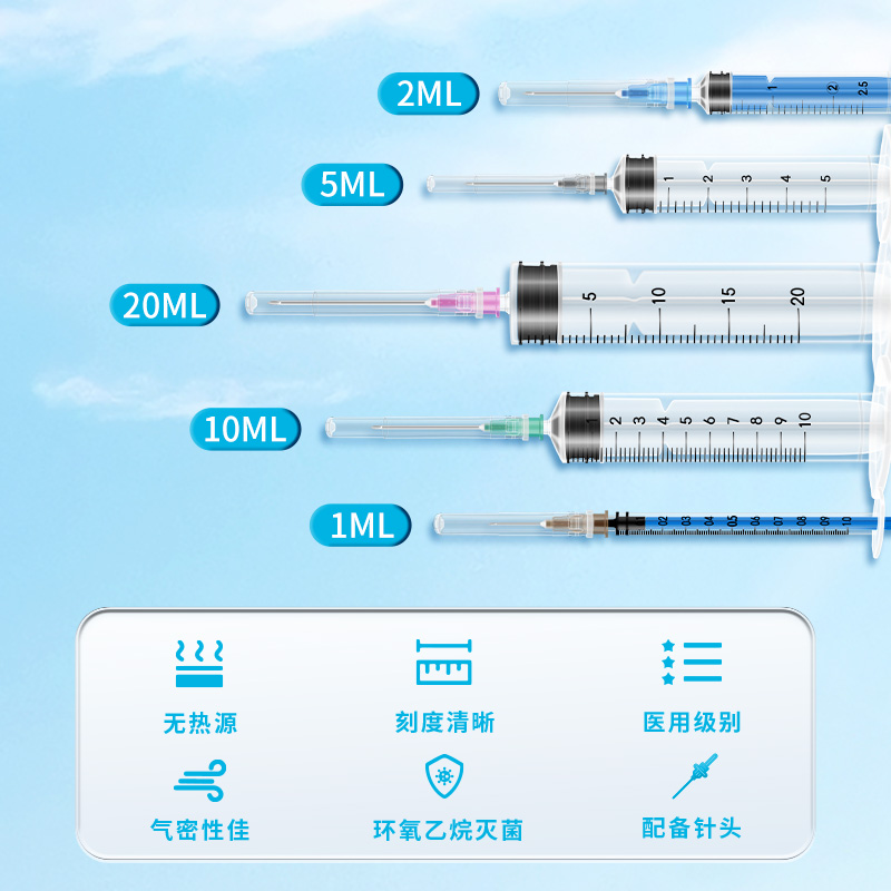 威高医用无菌一次性注射器1/5/10/20ml针筒针管针头 - 图0