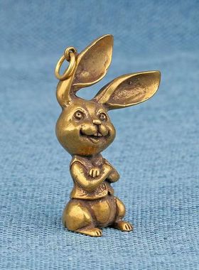 创意黄铜兔子钥匙扣新款不同四款不同风格挂件摆件汽车吊坠小饰品