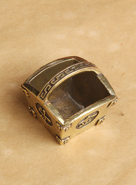 招财金银满斗钥匙扣黄铜仿古