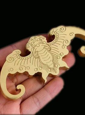 纯黄铜蝙蝠创意假山镇纸镇尺笔架子中国风学生书法用品文房四宝