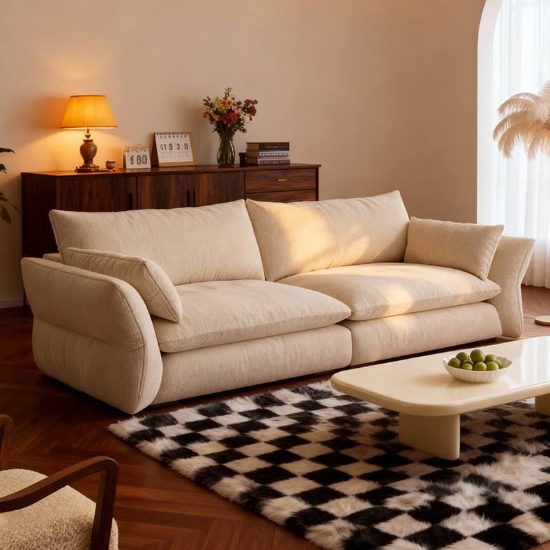 艺潮匠2025新款多巴胺风小户型客厅雪尼尔绒可拆洗布艺沙发格拉朵 - 图0