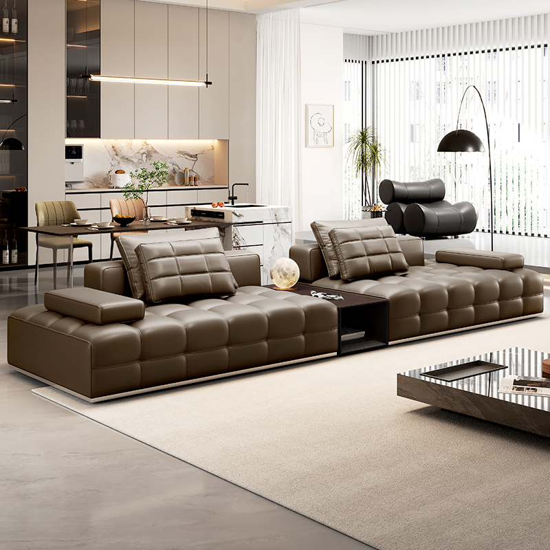 艺潮匠 劳伦斯沙发意式极简真皮沙发客厅2024新款横厅大平层沙发 - 图0