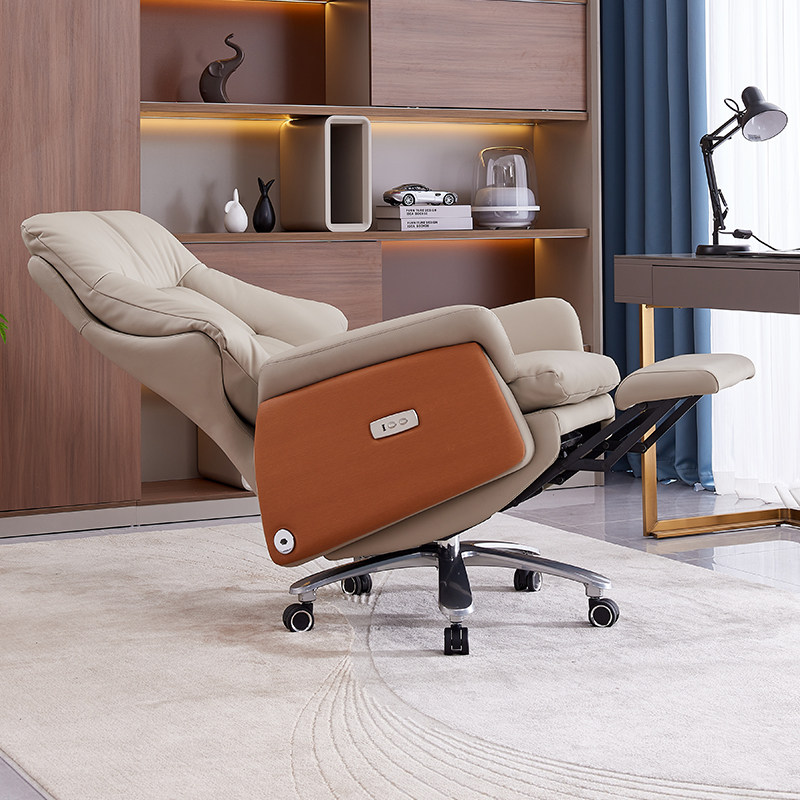 真皮办公椅办公室商务椅子舒适久坐电脑椅家用可躺人体工学老板椅