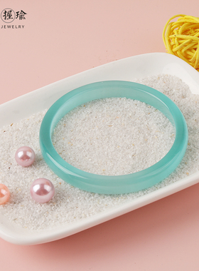 湖蓝色开运水晶甜美风猫眼手链