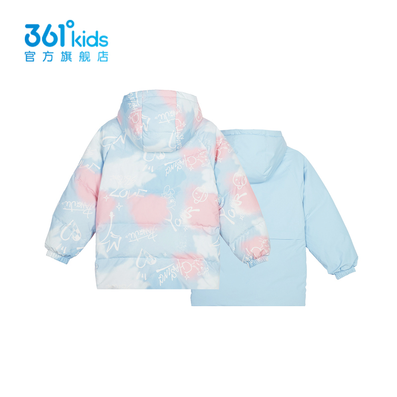 【商场同款】361童装女童两面穿羽绒服2024秋冬新款防风连帽外套 - 图0