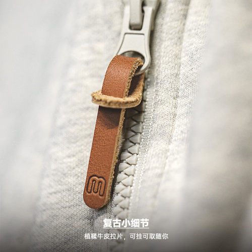 马登工装美式休闲雪花灰连帽卫衣插肩袖加绒拉链运动开衫外套男春 - 图2