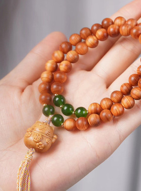 可爱喵喵款DIY陈化柏木手链首饰厂家批发规格0.8男女式文玩念珠