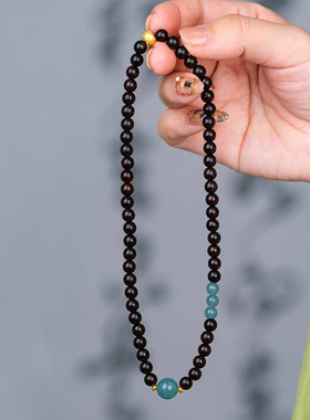 厂家批发印度小叶紫檀DIY碧云款手链规格6MM男女复古文玩珠串首饰