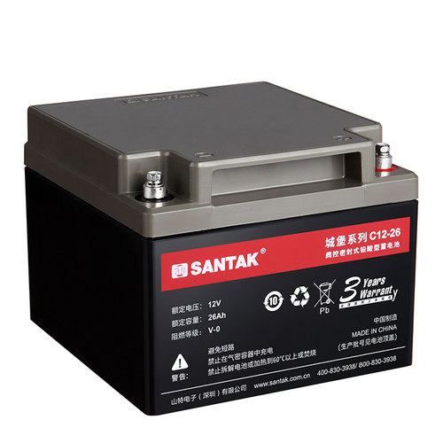 山特蓄电池UPS不间断电源C12-26阀控式免维护铅酸电瓶12V26AH城堡 - 图1