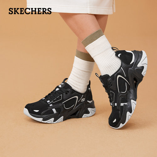 斯凯奇机甲鞋女鞋官方旗舰运动时尚潮流休闲鞋复古厚底舒适熊猫鞋 - 图1