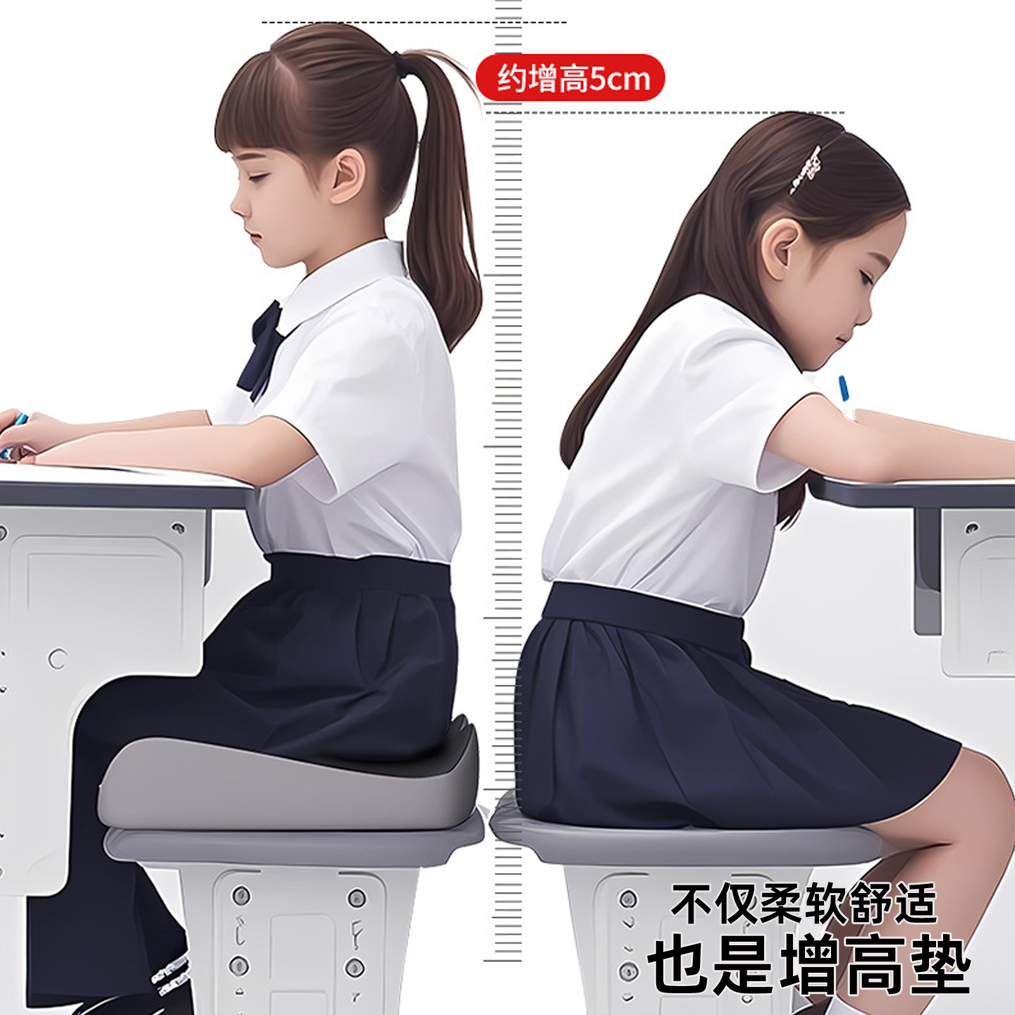 学生坐垫教室专用久坐椅子垫宿舍凳子座垫小学初高中生增高屁股垫