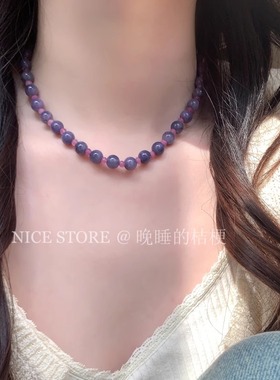 晚睡的桔梗I紫色天然石项链