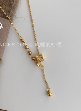 晚睡的桔梗「倾金」沙金葫芦蝴蝶碎碎冰项链项链新中式叠戴锁骨链