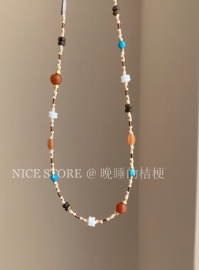 晚睡的桔梗「簪花境」新中式复古串珠项链民族风百搭中古锁骨链女