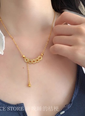 晚睡的桔梗「 招财猫」五帝钱锆石葫芦项链国风精致新中式锁骨链