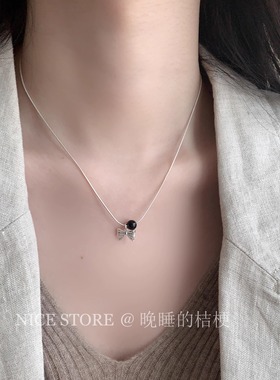 五折清仓「清欢」日韩百搭蝴蝶结圆珠项链简约百搭极简锁骨链