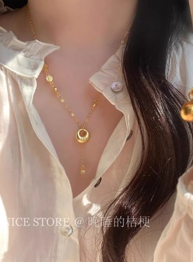 晚睡的桔梗I沙福袋莲蓬项链