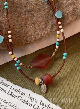 晚睡的桔梗I玛瑙串珠项链