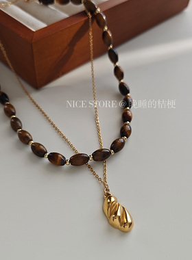 晚睡的桔梗钛钢高级感项链