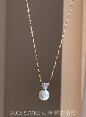 晚睡的桔梗I珠钛钢项链