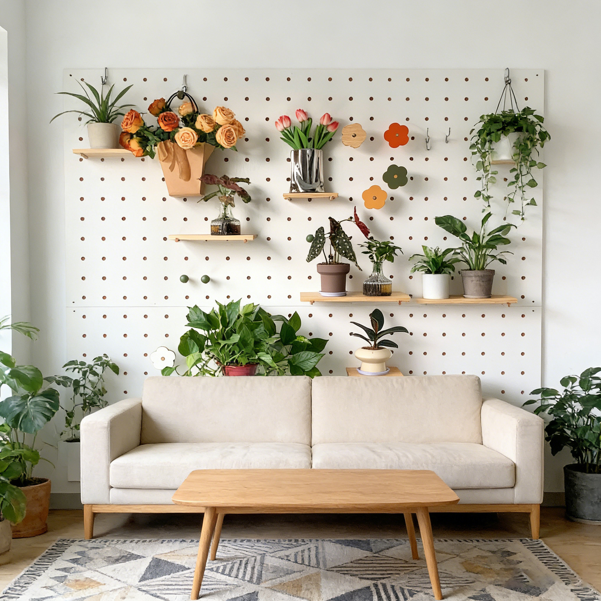 Perforated board storage rack wall display rack