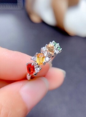 直播爆款福利品 仿天然七彩开口戒指条戒尾戒婚戒女