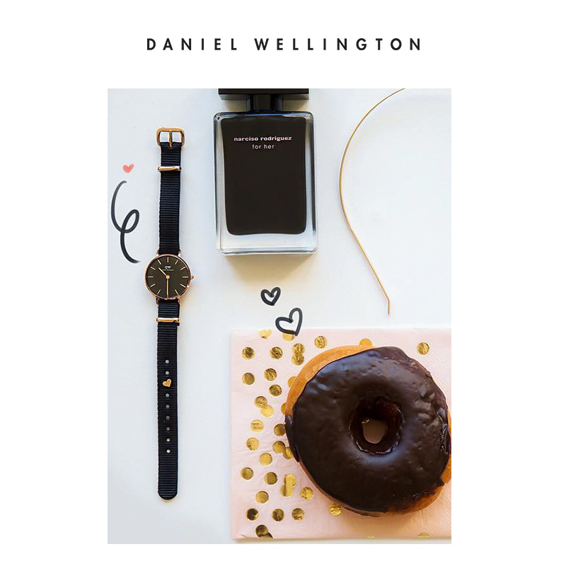 Danielwellington 丹尼尔惠灵顿dw手表女 28mm小表盘黑色织纹女表