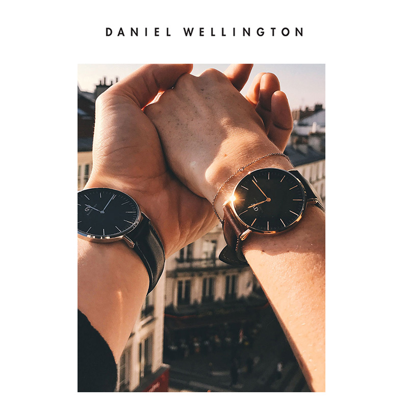 Danielwellington 丹尼尔惠灵顿 dw手表情侣对表黑色男女皮带腕表