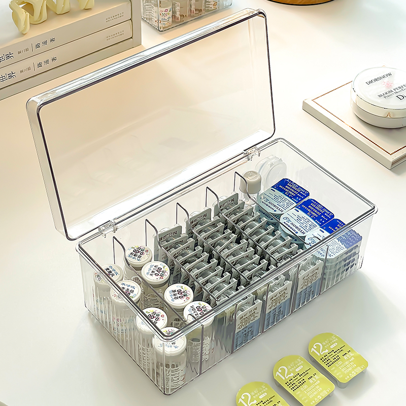 美瞳日抛收纳隐形眼镜盒抗压便携多格多副大容量桌面亚克力置物架 - 图1