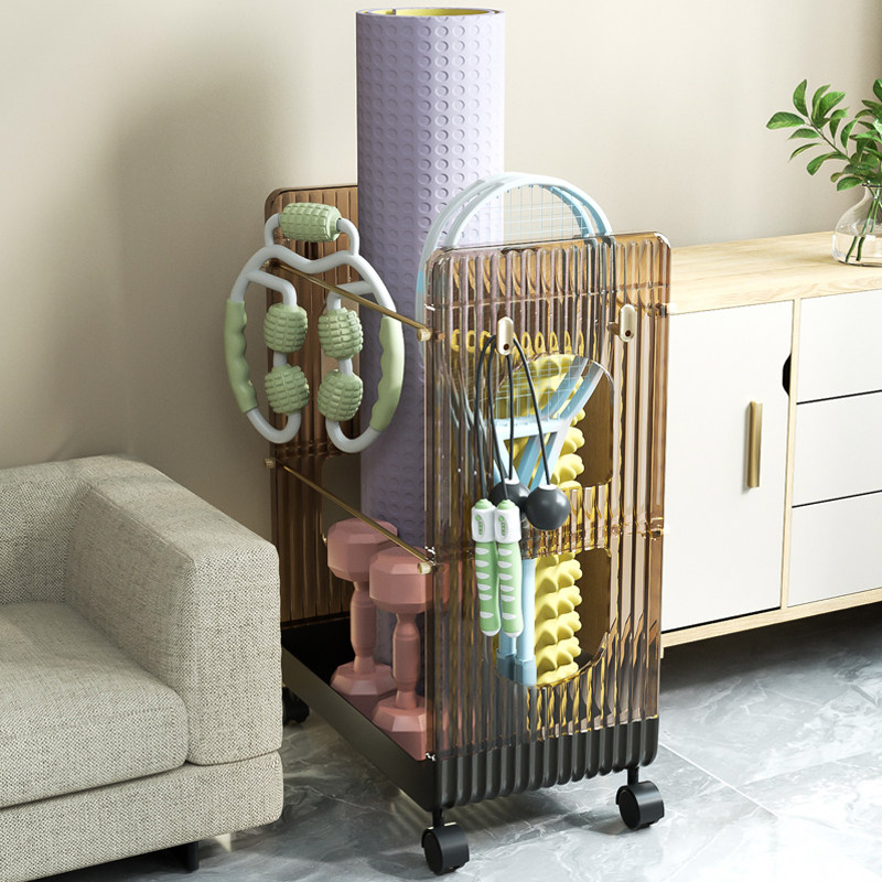 瑜伽垫收纳运动器材放置架家用健身工具泡沫轴羽毛球拍框夹缝带轮,淘宝优惠券,粉丝福利购,淘宝优惠卷