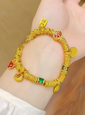 古法金包银黄财神手链小胖福盘缠