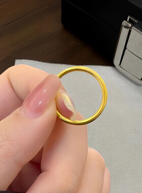 古法金包银素圈戒指古朴简约