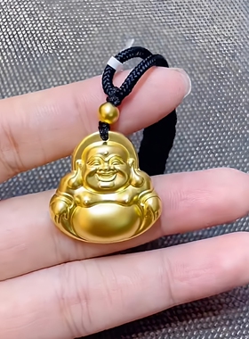 古法金包银大肚弥勒佛笑面佛吊坠