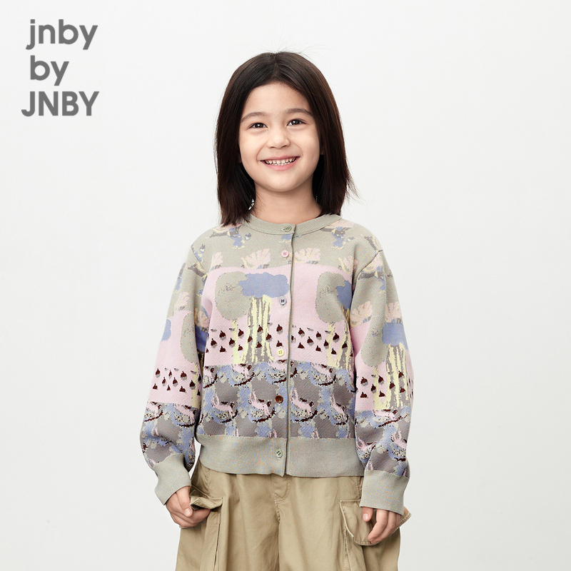 江南布衣童装毛衣外套开衫圆领短款休闲春男女童儿童jnbybyjnby - 图0