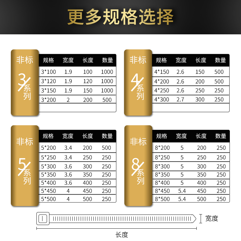 联普全系列自锁式尼龙扎带大号塑料捆绑带 强力卡扣束线带理线 - 图1