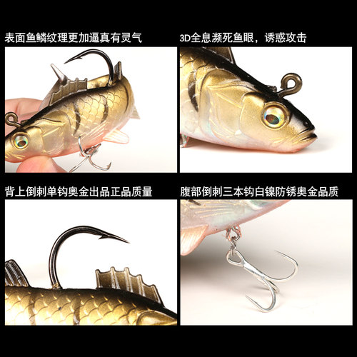 诡绝路亚假饵软饵包铅鱼T尾淡水鲈鱼鳜鱼狗鱼鱤鱼黑鱼海钓海鲈鱼 - 图2
