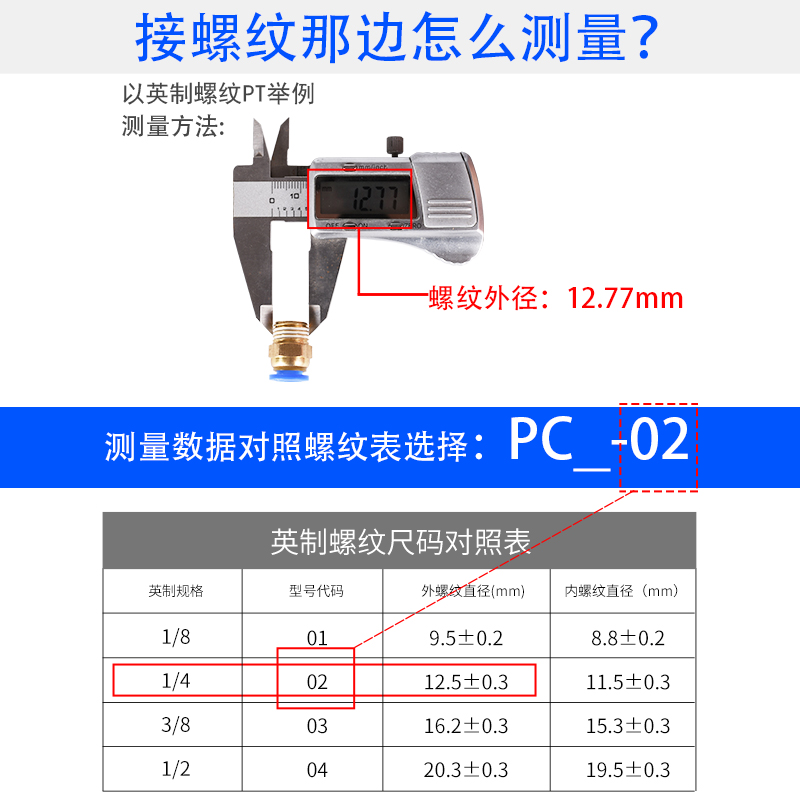 快速接头气动气管电磁阀气缸快插配件8mm铜外螺纹直通PC10-02快接-图3