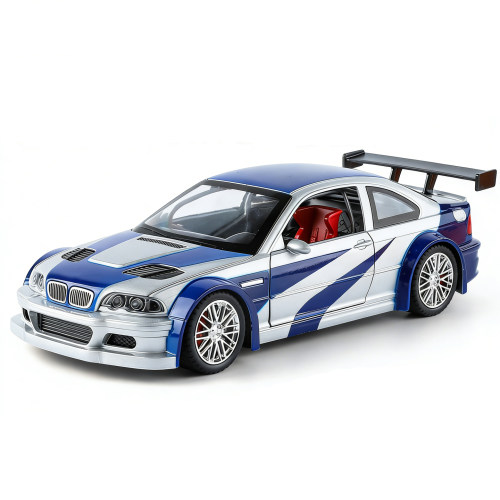 金车将1:24宝马M3GTR E46赛道版四开门声光回力转向合金跑车玩具 - 图3
