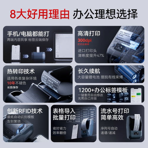 精臣M2热转印标签打印机智能办公固定资产标签机蓝牙小型商用线缆珠宝价签哑银设备铭牌合格证电箱贴纸二维码 - 图2