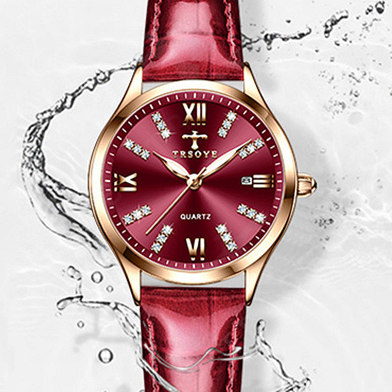 品牌轻奢复古钢带皮带夜光防水女表 clnai国产腕表