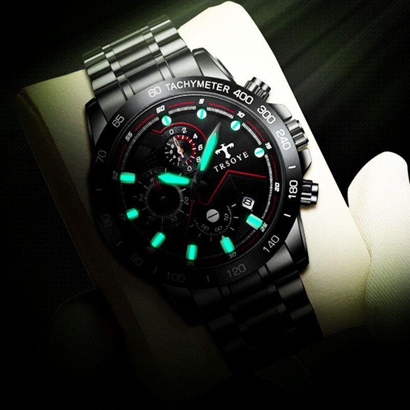 钢带皮带霸气商务全自动炫酷石英表 clnai国产腕表