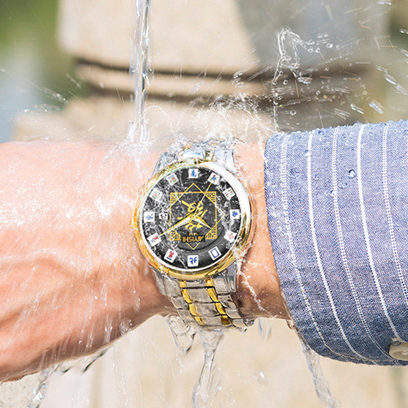 创意发财麻将男士全自动转运石英表 clnai国产腕表