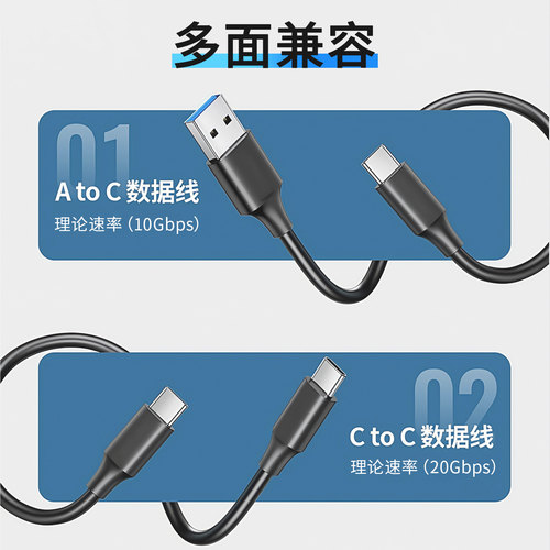移动硬盘数据线适用三星T9 T7 T5 T3 X5 SSD固态硬盘盒传输线闪迪致态阿卡西斯雷克沙通用连接手机电脑Tsd - 图2