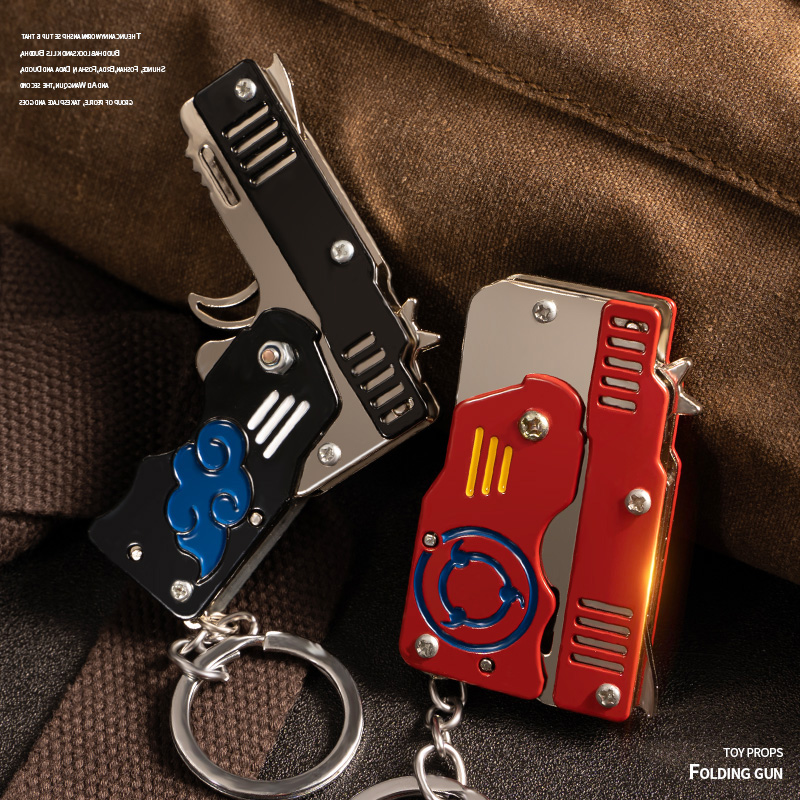 网红儿童皮筋枪小朋友玩具枪可折叠连射合金模型枪男孩创意礼物 - 图1