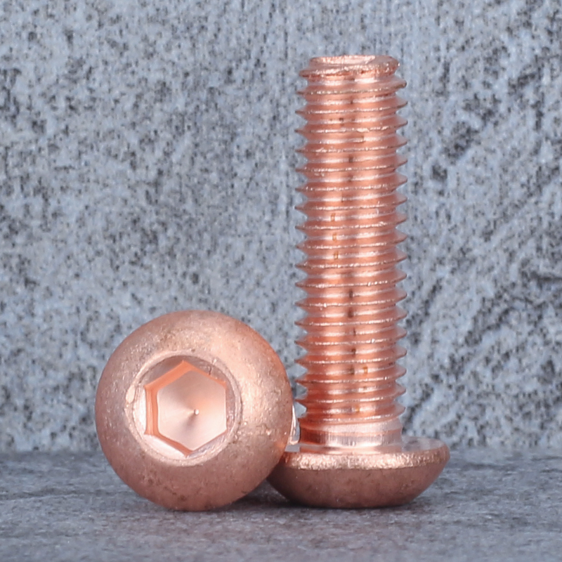 T2紫铜半圆头内六角螺丝纯铜导电红铜螺钉螺栓M2M2.5M3M4M5M6M8 - 图2